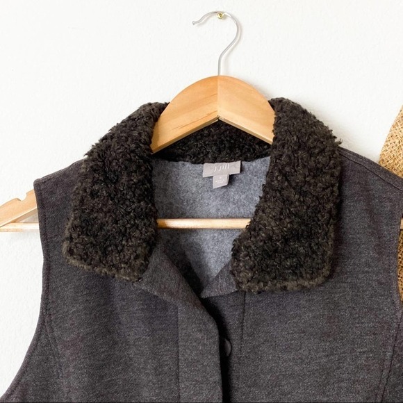 J. Jill Brown Faux Fur Sweater Vest S Small - Picture 11 of 13